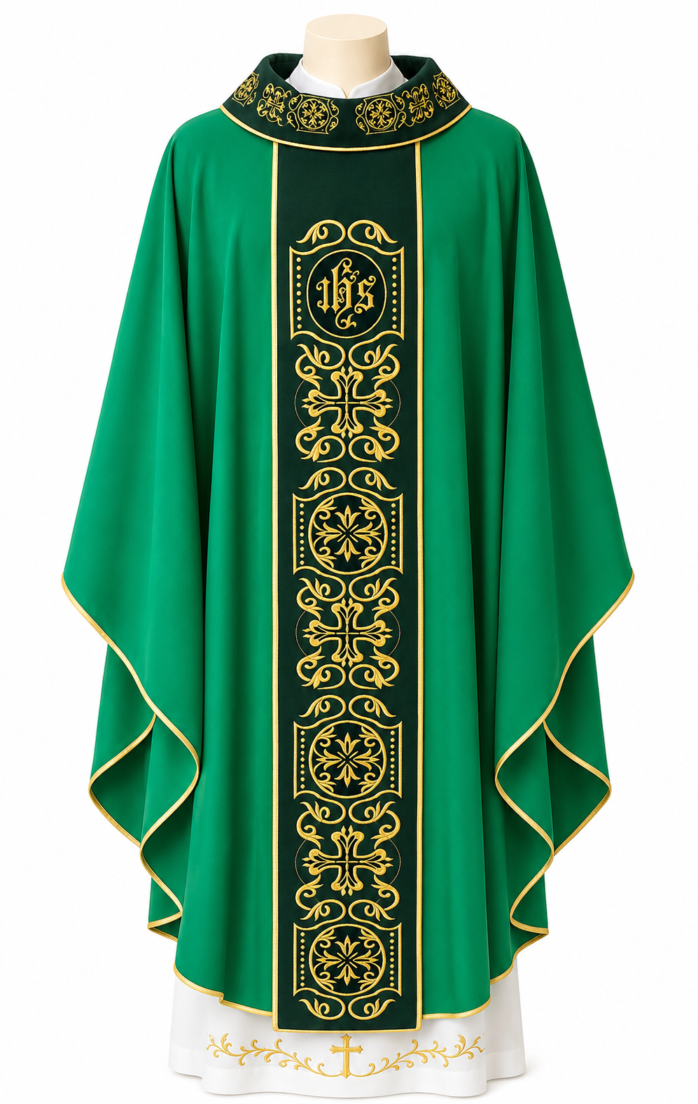 Casula verde confeccionada pela Sant'Ana Paramentos